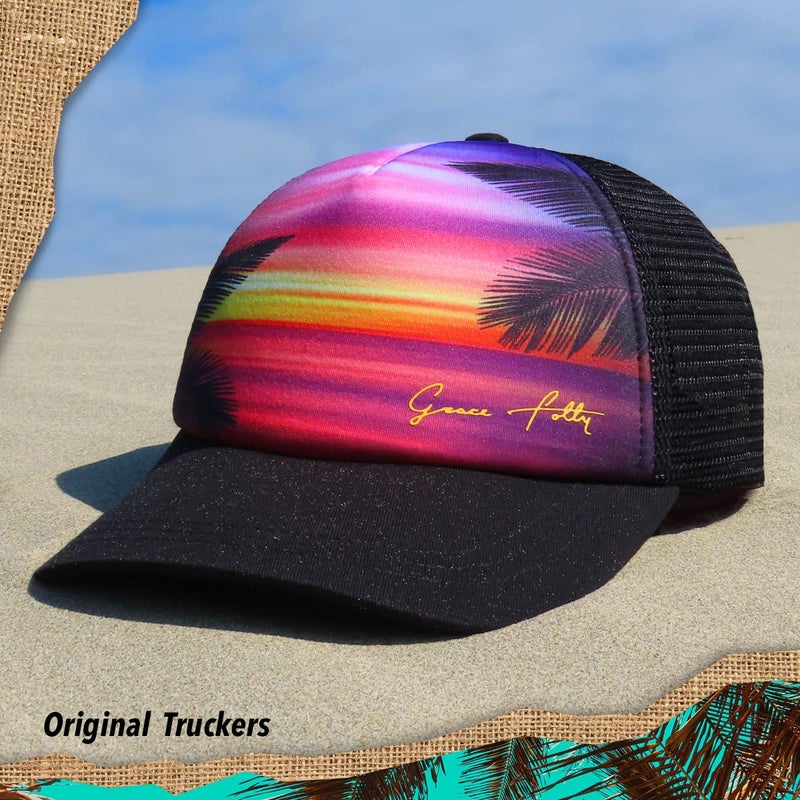 Grace Folly Foam Trucker Hat Snapback Mesh Baseball Cap for Men or Women (Sunset Print) - Image 2